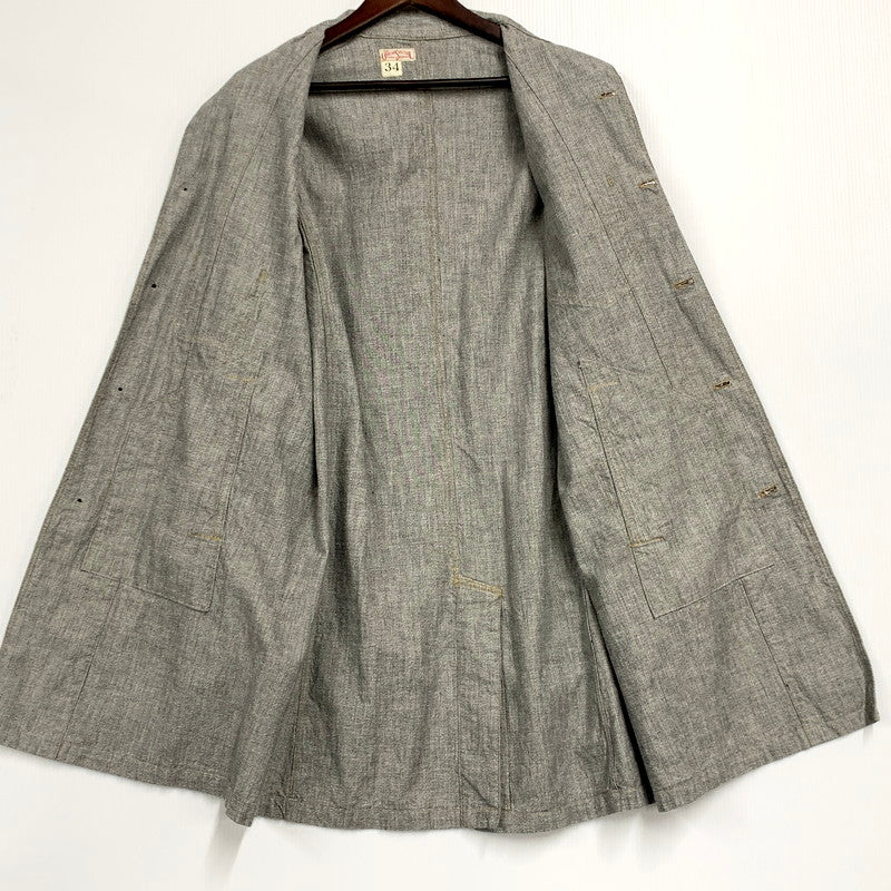 【中古品】【レディース】 FREEWHEELERS THE UNION SPECIAL OVERALLS フリーホイーラーズ ユニオンスペシャルオーバーオールズ WORK SHOP COAT ワーク ショップ コート 168-250501-as-13-izu サイズ：34 カラー：グレー 万代Net店