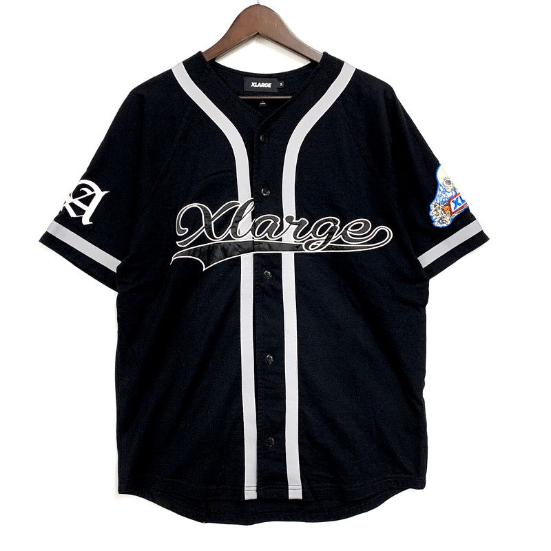 【中古品】【メンズ】 XLARGE エクストララージ 101242014009 EMBROIDERED BASEBALL SHIRT エンブロイダード ベースボールシャツ トップス 半袖 142-250519-ma-08-izu サイズ：M カラー：BLACK 万代Net店