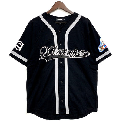 【中古品】【メンズ】 XLARGE エクストララージ 101242014009 EMBROIDERED BASEBALL SHIRT エンブロイダード ベースボールシャツ トップス 半袖 142-250519-ma-08-izu サイズ：M カラー：BLACK 万代Net店
