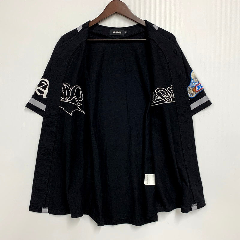 【中古品】【メンズ】 XLARGE エクストララージ 101242014009 EMBROIDERED BASEBALL SHIRT エンブロイダード ベースボールシャツ トップス 半袖 142-250519-ma-08-izu サイズ：M カラー：BLACK 万代Net店
