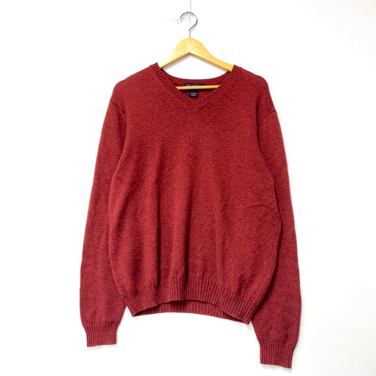 【中古品】【メンズ】 Brooks Brothers ブルックスブラザーズ 香港製 LAMBS WOOL KNIT SWEATER ラム ウール ニット スウェット トップス 146-250722-rk-12-izu サイズ：L カラー：レッド 万代Net店