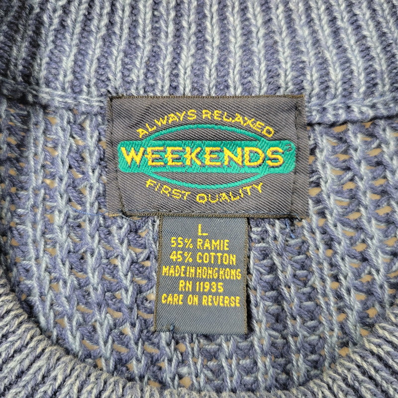 【中古品】【メンズ】 WEEKENDS 香港製 KNIT SWEATER ニット トップス 146-250722-rk-07-izu サイズ：L カラー：ブルー系 万代Net店