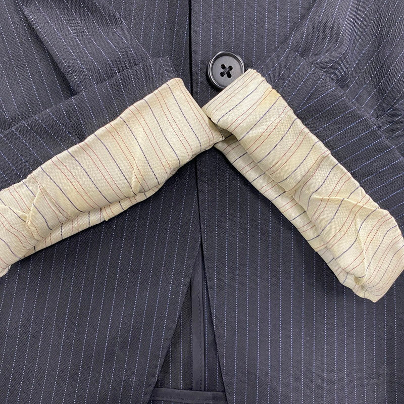 【中古品】【メンズ】 WOOL STRIPE TAILORED JACKET ウール ストライプ テーラード ジャケット 日本製 141-250614-as-11-izu サイズ：L カラー：ブラック 万代Net店