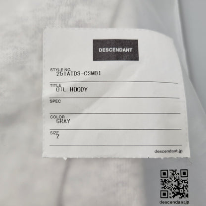 【中古美品】【メンズ】 DESCENDANT ディセンダント OTL HOODY 251ATDS-CSM01 フーディー パーカー 長袖 トップス 142-250504-as-03-izu サイズ：2 カラー：グレー 万代Net店