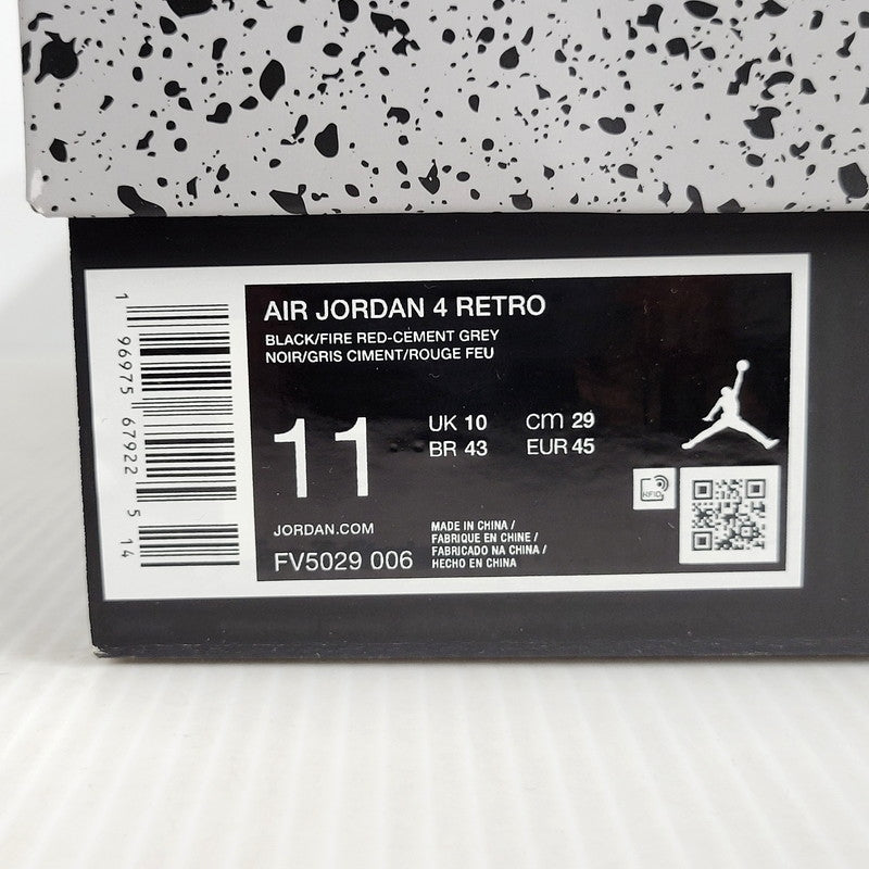 【中古品】【メンズ】 NIKE ナイキ AIR JORDAN 4 RETRO FV5029-006 エア ジョーダン 4 レトロ スニーカー シューズ 靴 160-250506-as-05-izu サイズ：29cm カラー：BLACK/FIRE RED-CEMENT GREY 万代Net店