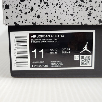 【中古品】【メンズ】 NIKE ナイキ AIR JORDAN 4 RETRO FV5029-006 エア ジョーダン 4 レトロ スニーカー シューズ 靴 160-250506-as-05-izu サイズ：29cm カラー：BLACK/FIRE RED-CEMENT GREY 万代Net店