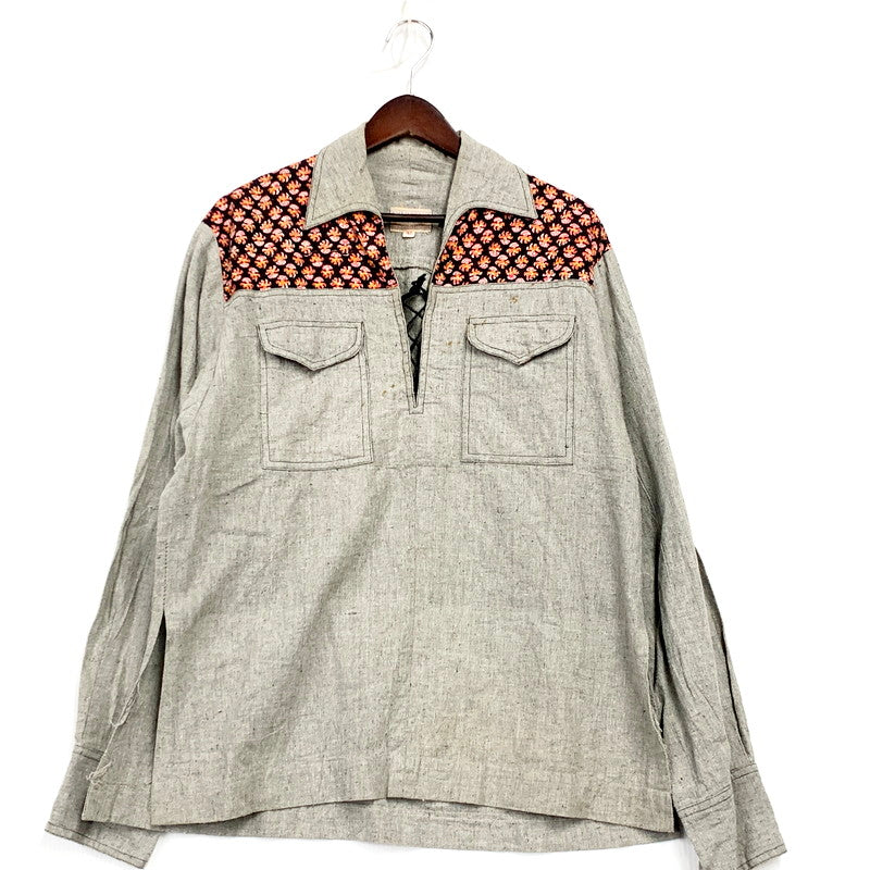 【中古品】【メンズ】 VINTAGE INDIAN COTTON PULLOVER WEATERN SHIRT ヴィンテージ プルオーバー ウエスタンシャツ 長袖 トップス 146-250505-ay-12-izu サイズ：42 カラー：グレー系 万代Net店