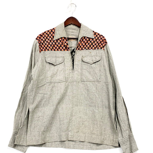 【中古品】【メンズ】 VINTAGE INDIAN COTTON PULLOVER WEATERN SHIRT ヴィンテージ プルオーバー ウエスタンシャツ 長袖 トップス 146-250505-ay-12-izu サイズ：42 カラー：グレー系 万代Net店