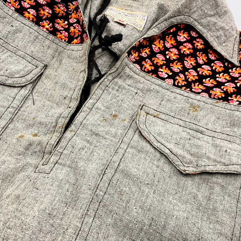 【中古品】【メンズ】 VINTAGE INDIAN COTTON PULLOVER WEATERN SHIRT ヴィンテージ プルオーバー ウエスタンシャツ 長袖 トップス 146-250505-ay-12-izu サイズ：42 カラー：グレー系 万代Net店