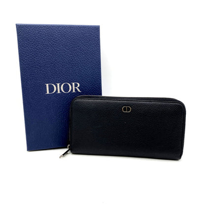 【中古品】【メンズ/レディース】 Christian Dior クリスチャンディオール 22-BO-1202 2ESBC252CDI CD ICON CALFSKIN LEATHER ROUND ZIPPER WALLET カーフスキンレザーラウンドジッパーウォレット 長財布 ロングウォレット 181-250506-ma-03-izu カラー：黒 万代Net店
