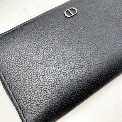 【中古品】【メンズ/レディース】 Christian Dior クリスチャンディオール 22-BO-1202 2ESBC252CDI CD ICON CALFSKIN LEATHER ROUND ZIPPER WALLET カーフスキンレザーラウンドジッパーウォレット 長財布 ロングウォレット 181-250506-ma-03-izu カラー：黒 万代Net店