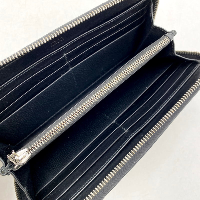 【中古品】【メンズ/レディース】 Christian Dior クリスチャンディオール 22-BO-1202 2ESBC252CDI CD ICON CALFSKIN LEATHER ROUND ZIPPER WALLET カーフスキンレザーラウンドジッパーウォレット 長財布 ロングウォレット 181-250506-ma-03-izu カラー：黒 万代Net店