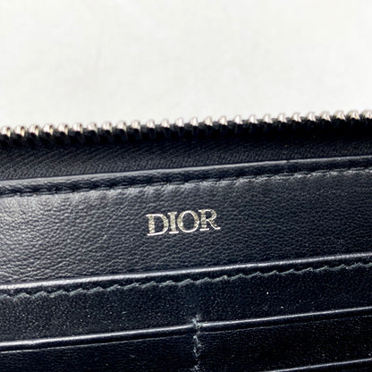 【中古品】【メンズ/レディース】 Christian Dior クリスチャンディオール 22-BO-1202 2ESBC252CDI CD ICON CALFSKIN LEATHER ROUND ZIPPER WALLET カーフスキンレザーラウンドジッパーウォレット 長財布 ロングウォレット 181-250506-ma-03-izu カラー：黒 万代Net店