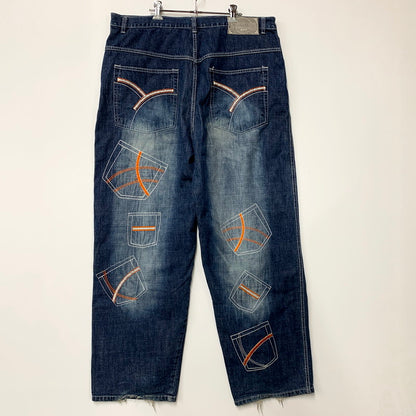【中古品】【メンズ】 FOCUS JEANS フォーカス ジーンズ POCKET DESIGN BAGGY DENIM PANTS ポケットデザイン バギーデニムパンツ ボトムス 157-250506-as-25-izu サイズ：40 カラー：インディゴ 万代Net店