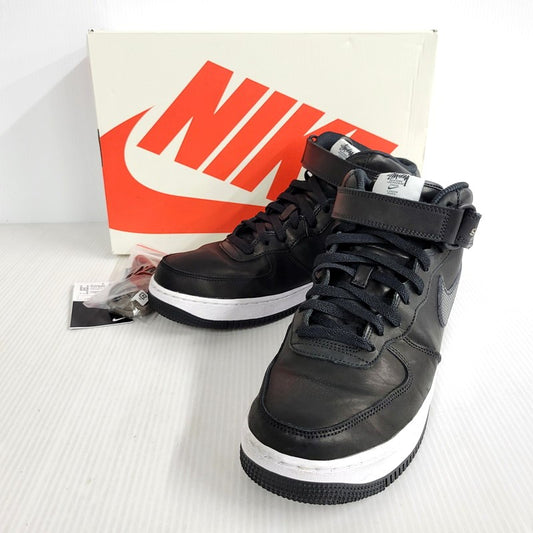 【中古品】【メンズ】 NIKE ナイキ × STUSSY ステューシー AIR FORCE 1 '07 MID SP DJ7840-001 エア フォース 1 '07 ミッド SP スニーカー シューズ 靴 160-250506-as-07-izu サイズ：28cm カラー：BLACK/BLACK-BLACK 万代Net店