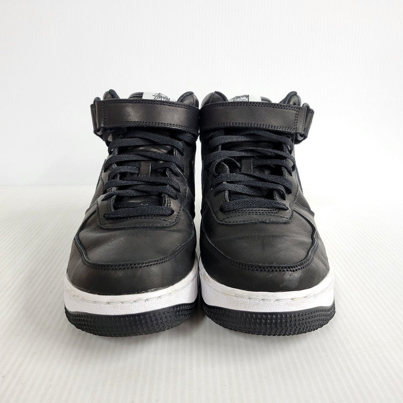 【中古品】【メンズ】 NIKE ナイキ × STUSSY ステューシー AIR FORCE 1 '07 MID SP DJ7840-001 エア フォース 1 '07 ミッド SP スニーカー シューズ 靴 160-250506-as-07-izu サイズ：28cm カラー：BLACK/BLACK-BLACK 万代Net店