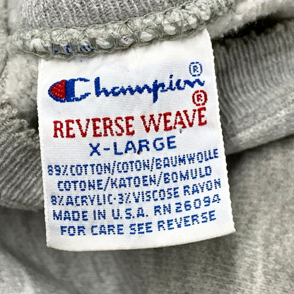 【現状渡し品】【メンズ】 Champion チャンピオン REVERSE WEAVE リバースウィーブ USA製 刺繡タグ WAPPEN CREWNECK SWEATSHIRT ワッペン クルーネック スウェットシャツ トレーナー トップス 146-250507-ya-01-izu サイズ：XL カラー：グレー 万代Net店
