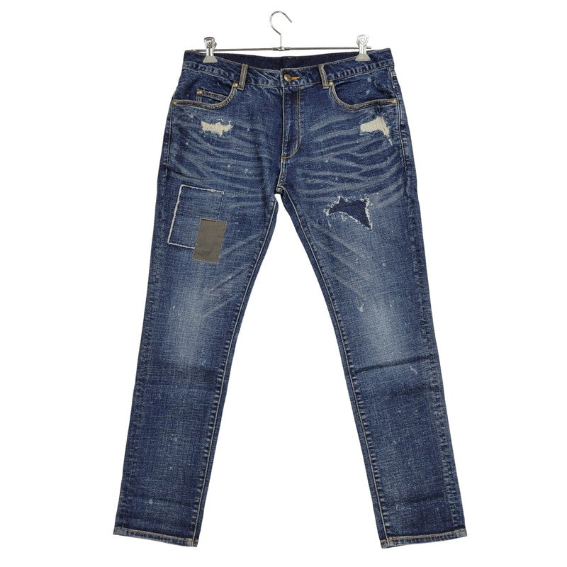 【中古品】【メンズ】 1piu1uguale3 RELAX ウノピゥウノウグァーレトレ リラックス LOGO APPLIQUE DISTRESSED DENIM PANTS USB-24008 ロゴ アップリケ ディストレスド デニムパンツ ジーンズ ボトムス 151-250508-as-14-izu サイズ：XXL カラー：インディゴ 万代Net店