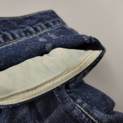 【中古品】【メンズ】 1piu1uguale3 RELAX ウノピゥウノウグァーレトレ リラックス LOGO APPLIQUE DISTRESSED DENIM PANTS USB-24008 ロゴ アップリケ ディストレスド デニムパンツ ジーンズ ボトムス 151-250508-as-14-izu サイズ：XXL カラー：インディゴ 万代Net店