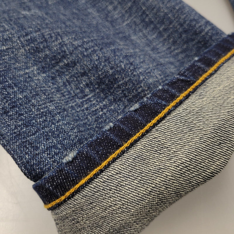 【中古品】【メンズ】 1piu1uguale3 RELAX ウノピゥウノウグァーレトレ リラックス LOGO APPLIQUE DISTRESSED DENIM PANTS USB-24008 ロゴ アップリケ ディストレスド デニムパンツ ジーンズ ボトムス 151-250508-as-14-izu サイズ：XXL カラー：インディゴ 万代Net店