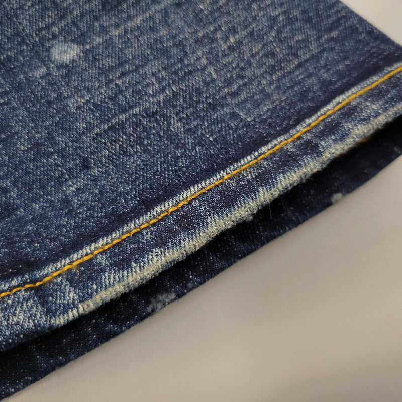 【中古品】【メンズ】 1piu1uguale3 RELAX ウノピゥウノウグァーレトレ リラックス LOGO APPLIQUE DISTRESSED DENIM PANTS USB-24008 ロゴ アップリケ ディストレスド デニムパンツ ジーンズ ボトムス 151-250508-as-14-izu サイズ：XXL カラー：インディゴ 万代Net店