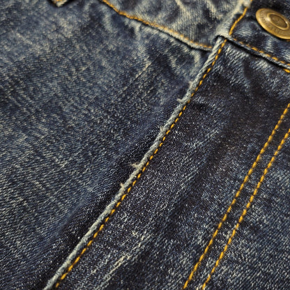 【中古品】【メンズ】 1piu1uguale3 RELAX ウノピゥウノウグァーレトレ リラックス LOGO APPLIQUE DISTRESSED DENIM PANTS USB-24008 ロゴ アップリケ ディストレスド デニムパンツ ジーンズ ボトムス 151-250508-as-14-izu サイズ：XXL カラー：インディゴ 万代Net店