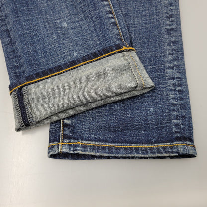 【中古品】【メンズ】 1piu1uguale3 RELAX ウノピゥウノウグァーレトレ リラックス LOGO APPLIQUE DISTRESSED DENIM PANTS USB-24008 ロゴ アップリケ ディストレスド デニムパンツ ジーンズ ボトムス 151-250508-as-14-izu サイズ：XXL カラー：インディゴ 万代Net店