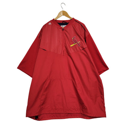 【中古品】【メンズ】 MAJESTIC マジェスティック ST. LOUIS CARDINALS BIRD WAPPEN HALF ZIP NYLON PULLOVER セントルイス・カージナルス バード ワッペン ハーフジップ ナイロン プルオーバー 146-250728-as-12-izu サイズ：4XT カラー：レッド 万代Net店