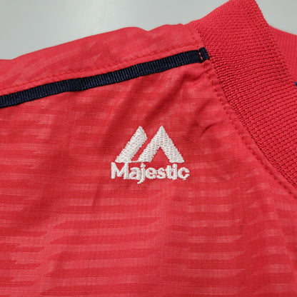 【中古品】【メンズ】 MAJESTIC マジェスティック ST. LOUIS CARDINALS BIRD WAPPEN HALF ZIP NYLON PULLOVER セントルイス・カージナルス バード ワッペン ハーフジップ ナイロン プルオーバー 146-250728-as-12-izu サイズ：4XT カラー：レッド 万代Net店