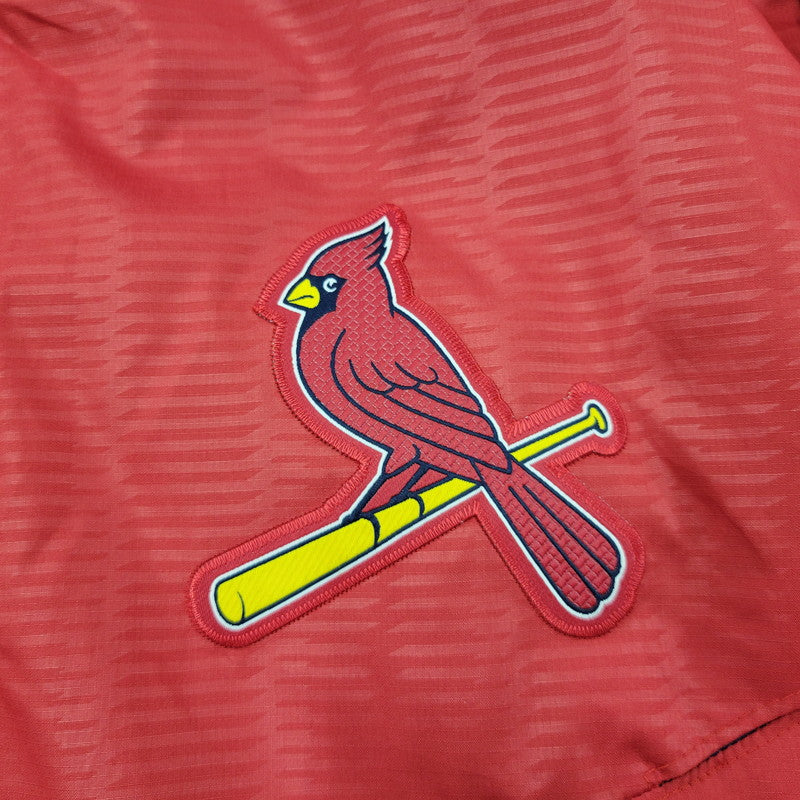 【中古品】【メンズ】 MAJESTIC マジェスティック ST. LOUIS CARDINALS BIRD WAPPEN HALF ZIP NYLON PULLOVER セントルイス・カージナルス バード ワッペン ハーフジップ ナイロン プルオーバー 146-250728-as-12-izu サイズ：4XT カラー：レッド 万代Net店