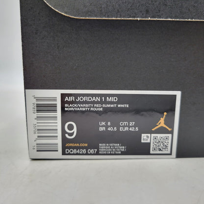 【中古美品】【メンズ】 NIKE ナイキ AIR JORDAN 1 MID DQ8426-067 エア ジョーダン 1 ミッド スニーカー シューズ 靴 160-250511-as-17-izu サイズ：27cm カラー：BLACK/VARSITY RED-SUMMIT WHITE 万代Net店