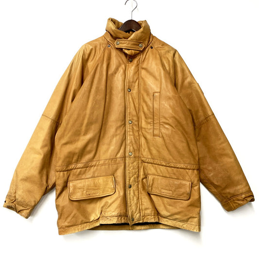 【中古品】【メンズ】 CHECK LINER COW LEATHER DOWN COAT P12-JRRL-BA-0704 SUICIDE SKI レザーパッチ付き カウレザー ダウンコート レザージャケット アウター 146-250513-ay-09-izu サイズ：M カラー：ブラウン 万代Net店