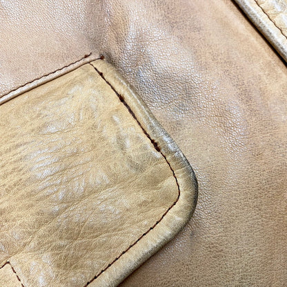 【中古品】【メンズ】 CHECK LINER COW LEATHER DOWN COAT P12-JRRL-BA-0704 SUICIDE SKI レザーパッチ付き カウレザー ダウンコート レザージャケット アウター 146-250513-ay-09-izu サイズ：M カラー：ブラウン 万代Net店