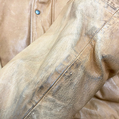 【中古品】【メンズ】 CHECK LINER COW LEATHER DOWN COAT P12-JRRL-BA-0704 SUICIDE SKI レザーパッチ付き カウレザー ダウンコート レザージャケット アウター 146-250513-ay-09-izu サイズ：M カラー：ブラウン 万代Net店