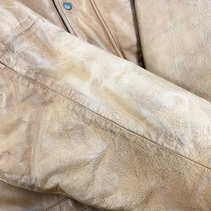 【中古品】【メンズ】 CHECK LINER COW LEATHER DOWN COAT P12-JRRL-BA-0704 SUICIDE SKI レザーパッチ付き カウレザー ダウンコート レザージャケット アウター 146-250513-ay-09-izu サイズ：M カラー：ブラウン 万代Net店