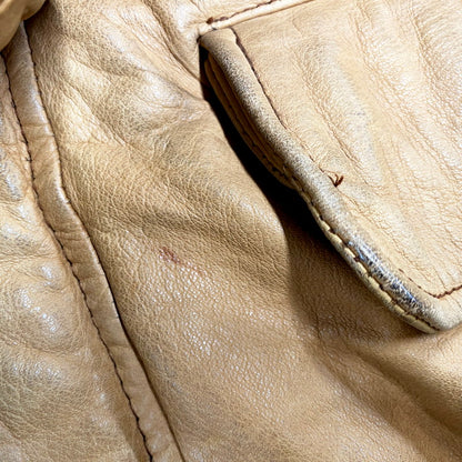 【中古品】【メンズ】 CHECK LINER COW LEATHER DOWN COAT P12-JRRL-BA-0704 SUICIDE SKI レザーパッチ付き カウレザー ダウンコート レザージャケット アウター 146-250513-ay-09-izu サイズ：M カラー：ブラウン 万代Net店
