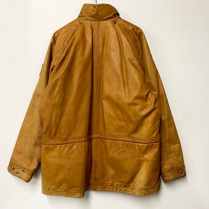 【中古品】【メンズ】 CHECK LINER COW LEATHER DOWN COAT P12-JRRL-BA-0704 SUICIDE SKI レザーパッチ付き カウレザー ダウンコート レザージャケット アウター 146-250513-ay-09-izu サイズ：M カラー：ブラウン 万代Net店