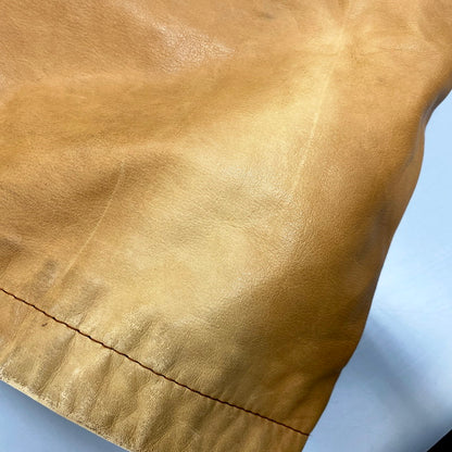 【中古品】【メンズ】 CHECK LINER COW LEATHER DOWN COAT P12-JRRL-BA-0704 SUICIDE SKI レザーパッチ付き カウレザー ダウンコート レザージャケット アウター 146-250513-ay-09-izu サイズ：M カラー：ブラウン 万代Net店