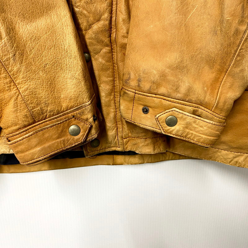 【中古品】【メンズ】 CHECK LINER COW LEATHER DOWN COAT P12-JRRL-BA-0704 SUICIDE SKI レザーパッチ付き カウレザー ダウンコート レザージャケット アウター 146-250513-ay-09-izu サイズ：M カラー：ブラウン 万代Net店