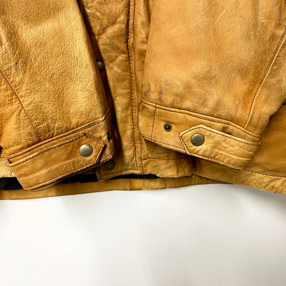 【中古品】【メンズ】 CHECK LINER COW LEATHER DOWN COAT P12-JRRL-BA-0704 SUICIDE SKI レザーパッチ付き カウレザー ダウンコート レザージャケット アウター 146-250513-ay-09-izu サイズ：M カラー：ブラウン 万代Net店
