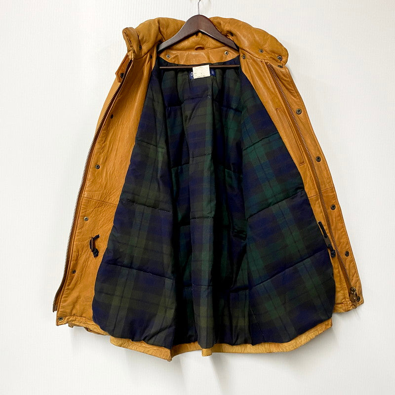 【中古品】【メンズ】 CHECK LINER COW LEATHER DOWN COAT P12-JRRL-BA-0704 SUICIDE SKI レザーパッチ付き カウレザー ダウンコート レザージャケット アウター 146-250513-ay-09-izu サイズ：M カラー：ブラウン 万代Net店
