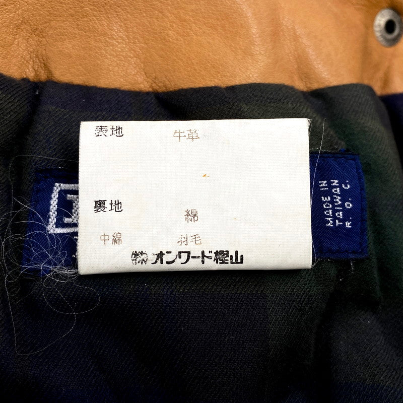 【中古品】【メンズ】 CHECK LINER COW LEATHER DOWN COAT P12-JRRL-BA-0704 SUICIDE SKI レザーパッチ付き カウレザー ダウンコート レザージャケット アウター 146-250513-ay-09-izu サイズ：M カラー：ブラウン 万代Net店