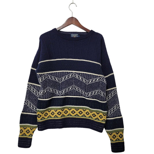 【中古品】【メンズ】 CHAPS RALPH LAUREN LAMBSWOOL KNIT SWEATER チャップス ラルフローレン ラムウール ニット セーター 長袖 トップス 146-250721-ay-06-izu サイズ：M カラー：ネイビー 万代Net店