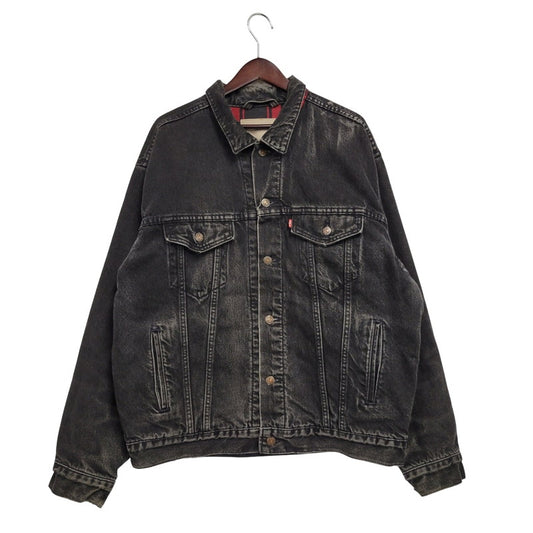 【現状渡し品】【メンズ】 Levi's リーバイス UNIVERSAL STUDIOS CHECK NEL LINER BLACK DENIM JACKET チェックネルライナー ブラックデニムジャケット 刻印527 USA製 アウター 146-250513-as-11-izu カラー：ブラック 万代Net店