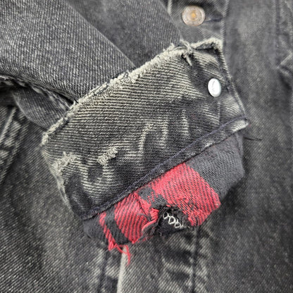 【現状渡し品】【メンズ】 Levi's リーバイス UNIVERSAL STUDIOS CHECK NEL LINER BLACK DENIM JACKET チェックネルライナー ブラックデニムジャケット 刻印527 USA製 アウター 146-250513-as-11-izu カラー：ブラック 万代Net店