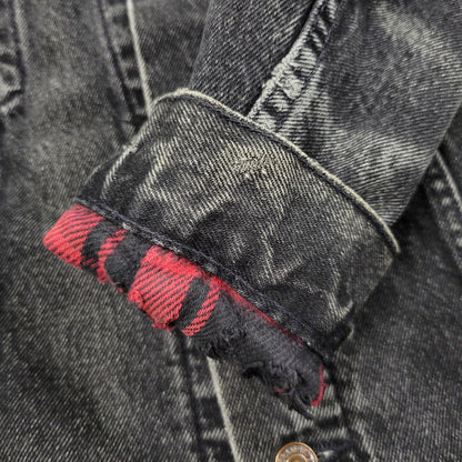 【現状渡し品】【メンズ】 Levi's リーバイス UNIVERSAL STUDIOS CHECK NEL LINER BLACK DENIM JACKET チェックネルライナー ブラックデニムジャケット 刻印527 USA製 アウター 146-250513-as-11-izu カラー：ブラック 万代Net店