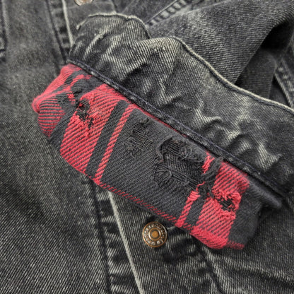 【現状渡し品】【メンズ】 Levi's リーバイス UNIVERSAL STUDIOS CHECK NEL LINER BLACK DENIM JACKET チェックネルライナー ブラックデニムジャケット 刻印527 USA製 アウター 146-250513-as-11-izu カラー：ブラック 万代Net店