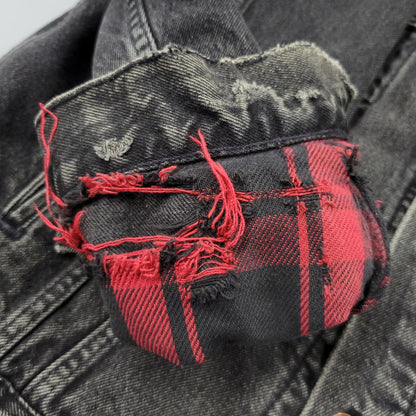 【現状渡し品】【メンズ】 Levi's リーバイス UNIVERSAL STUDIOS CHECK NEL LINER BLACK DENIM JACKET チェックネルライナー ブラックデニムジャケット 刻印527 USA製 アウター 146-250513-as-11-izu カラー：ブラック 万代Net店