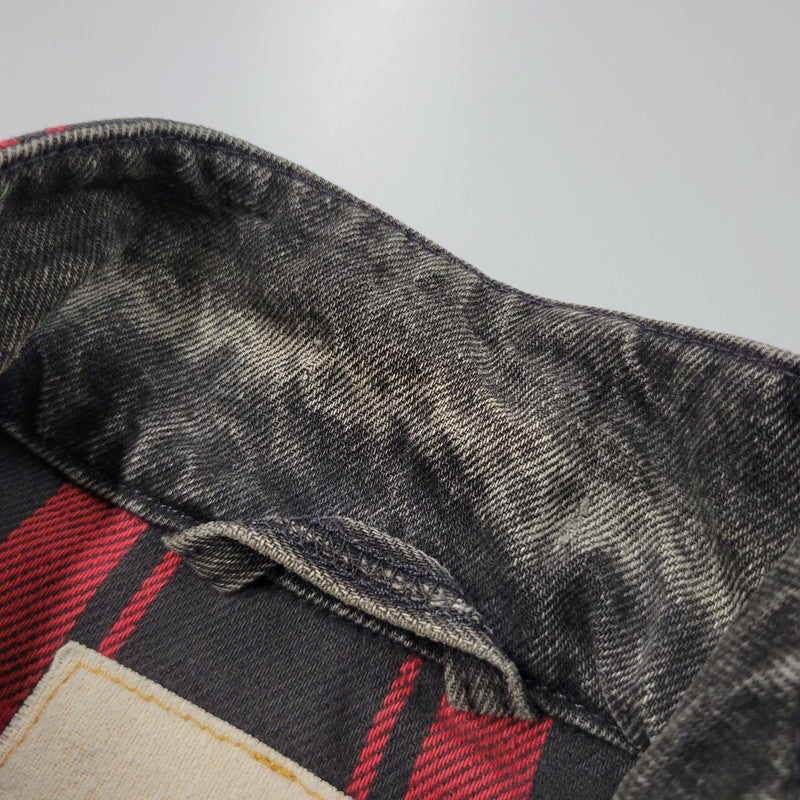 【現状渡し品】【メンズ】 Levi's リーバイス UNIVERSAL STUDIOS CHECK NEL LINER BLACK DENIM JACKET チェックネルライナー ブラックデニムジャケット 刻印527 USA製 アウター 146-250513-as-11-izu カラー：ブラック 万代Net店