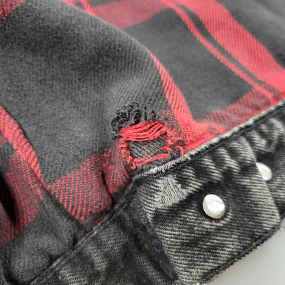 【現状渡し品】【メンズ】 Levi's リーバイス UNIVERSAL STUDIOS CHECK NEL LINER BLACK DENIM JACKET チェックネルライナー ブラックデニムジャケット 刻印527 USA製 アウター 146-250513-as-11-izu カラー：ブラック 万代Net店